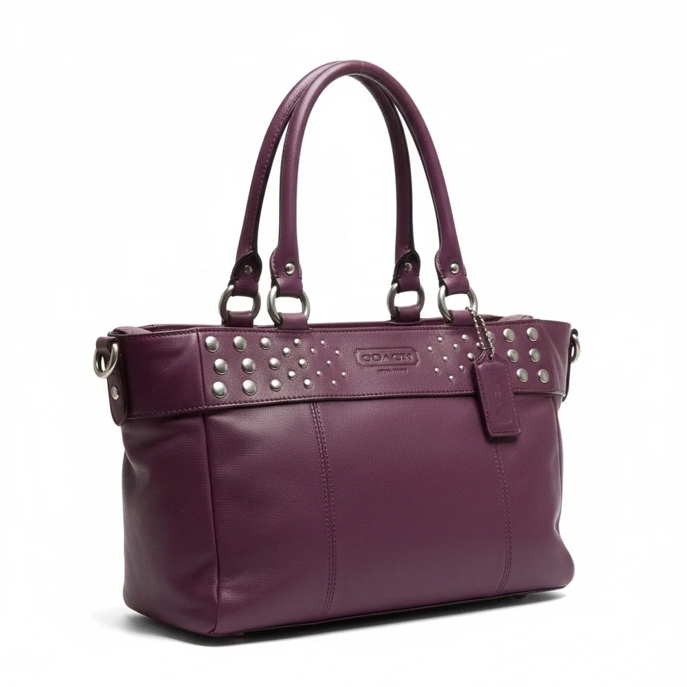Vintage Coach Eggplant Purple Soft Leather Tote Bag with Original Tag - Picture 12 of 12